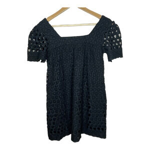 Priorities Black Eyelet Lined Shirt Size XS